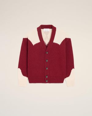 Ami Paris Wool Ami De Coeur Cardigan - Red