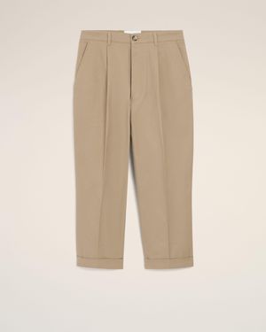 Ami Paris Cotton Carrot Oversized Trousers - Natural