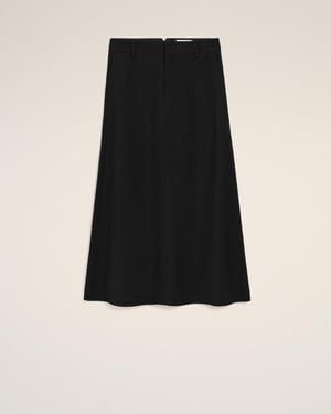 Ami Paris Blended Linen Tailor Construction Long Trapeze Skirt - Black