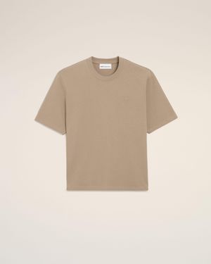 Ami Paris Cotton Embossed Ami De Coeur T-Shirt - Natural
