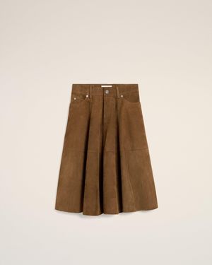 Ami Paris Leather Midi Skirt - Natural