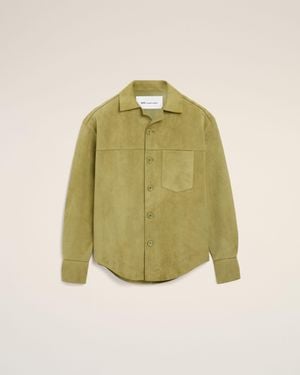 Ami Paris Goat Leather Buttoned Overshirt - Green