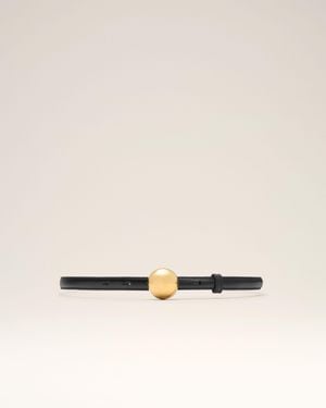 Ami Paris Cowhide Leather Thin Belt - Natural