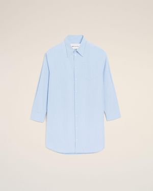 Ami Paris Cotton Ami De Coeur Wide Shirt Dress - Blue