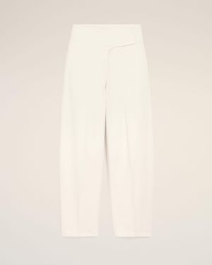 Ami Paris Cotton Wrapped Belted Ballon Fit Jeans - Natural