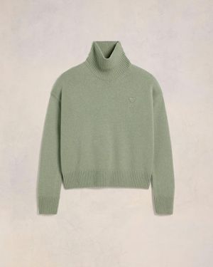 Ami Paris Ami De Coeur Wool-Cashmere Blend Jumper - Green
