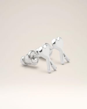 Ami Paris Brass Ami De Coeur Hammered Earrings - Natural