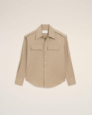 Ami Paris Cotton Saharienne Shirt - Natural