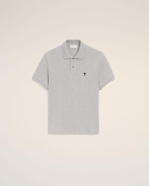 Ami Paris Cotton Polo With Ami De Coeur - Natural
