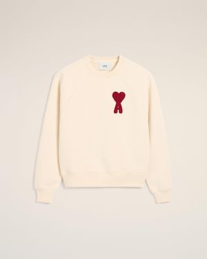 Ami Paris Cotton Ami De Coeur Patch Sweatshirt - Natural