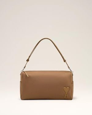 すぐ届く【AMI Paris】ナイロンキャンバス Marcel Lunch Box ブラウン ナイロンキャンバス Marcel Lunch Box バッグ