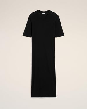 Ami Paris Cotton Short Sleeve Midi Dress - Black