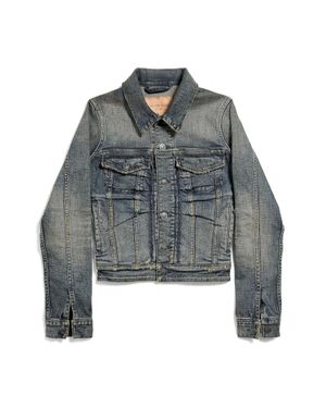 Balenciaga Ruched Denim Jacket - Grey
