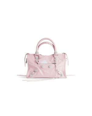 Balenciaga Le City Tasche Klein Mit Übergroßen Nieten Und Strasssteinen - Pink
