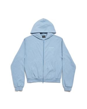 Balenciaga Back Zip-Up Hoodie Regular Fit - Blue