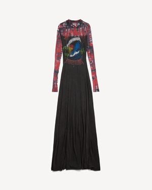 Balenciaga Extreme Tie Dye Long Sleeve Dress - Black