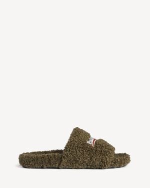 Balenciaga Furry Open Mule - Green