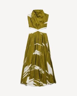 Balenciaga Brush Scratch Cut-Out Dress - Green