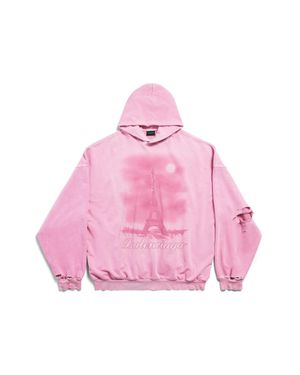 Balenciaga Paris Moon Hoodie Oversized - Pink