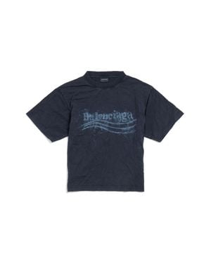 Balenciaga Washed Crayon Political T-Shirt Medium Fit - Blue