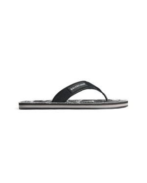 Balenciaga Sunset Flache Zehenstegsandalen - Blau