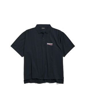 Balenciaga Political Campaign Kurzärmeliges Regular-Poloshirt - Blau