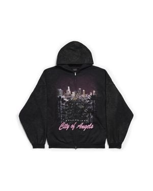 Balenciaga City Of Angels Outerwear Hoodie Mit Reißverschluss - Schwarz