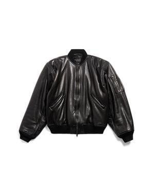 Balenciaga Bomber Leather Jacket - Black