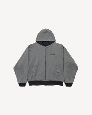 Balenciaga Back Reversible Zip-Up Hoodie - Grey