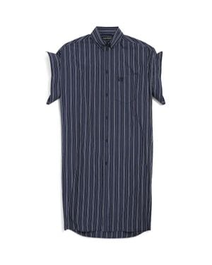 Balenciaga Abito Stile Camicia Con Maniche Ad Aletta - Blu