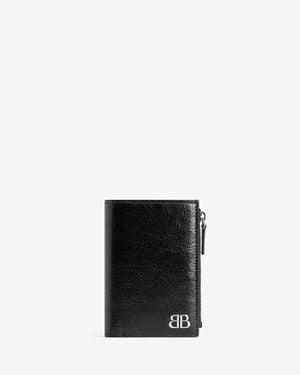 Balenciaga Monaco Vertical Folded Card Holder - Black