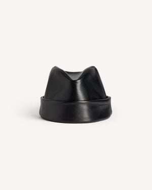 Balenciaga Beanie Aus Leder - Schwarz