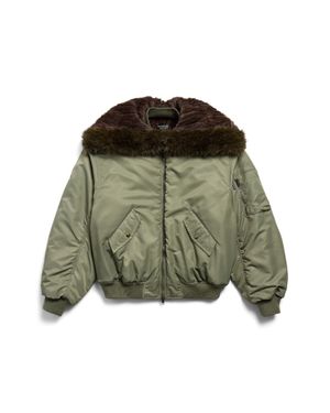 Balenciaga Hooded Bomber Jacket - Green