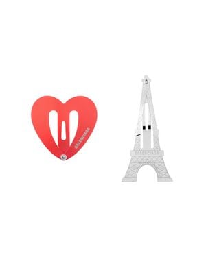 Balenciaga Bazaar Paris Heart Snap Clip Set - Red