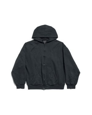 Balenciaga Flipped Uni Hoodie Mit Reißverschluss Regular Fit - Blau