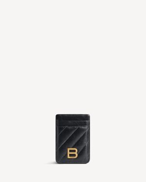 Balenciaga Leather Crush Phone Card Holder - Black