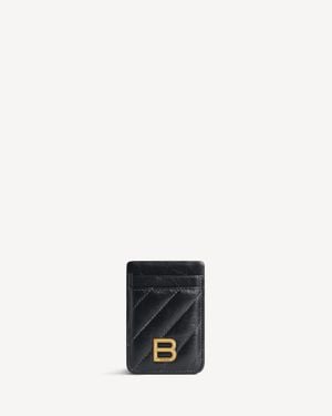 Balenciaga Leather Crush Phone Card Holder - Black