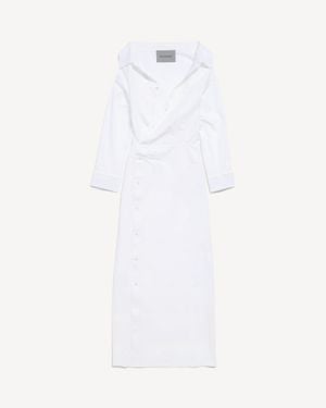 Balenciaga Off-Shoulder Shirt Dress - White