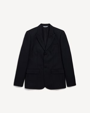 Balenciaga Single-Breasted Slim Fit Jacket - Blue