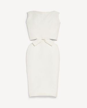Balenciaga Draped Back Bow Dress - White