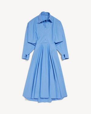 Balenciaga Long Poplin Dress - Blue