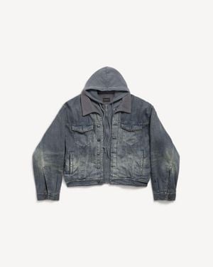 Balenciaga Layered Lined Denim Jacket - Gray
