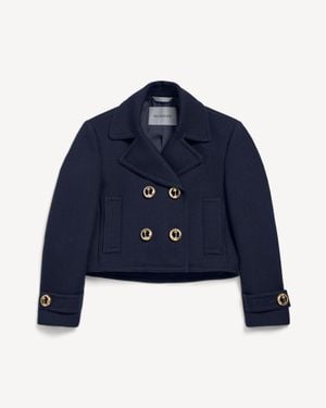 Balenciaga Cropped Peacoat - Blue