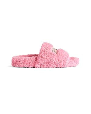 Balenciaga Furry Slide Sandal - Pink