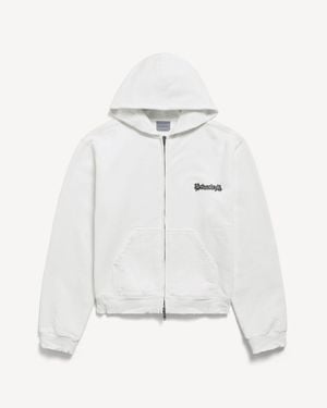 Balenciaga Salon De Couture Regular Fit Zip-up Hoodie - White