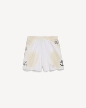 Balenciaga Pantalones Cortos Classic Ink Ajuste Relajado - Blanco