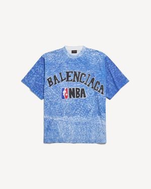 Balenciaga Nba Collaboration Oversized T-Shirt - Blue