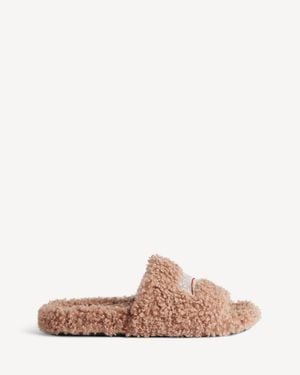 Balenciaga Mule Abierta Furry - Marrón