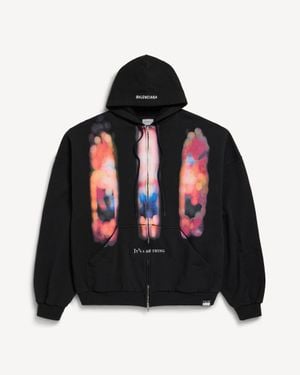 Balenciaga Stained Glass Large Zip-up Hoodie - Black