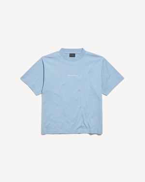 Balenciaga Cotton Embroidered T-Shirt - Blue
